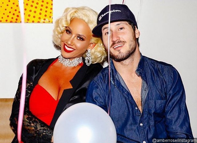 Amber Rose Cozying Up to 'DWTS' Pro Val Chmerkovskiy at Her Birthday Party