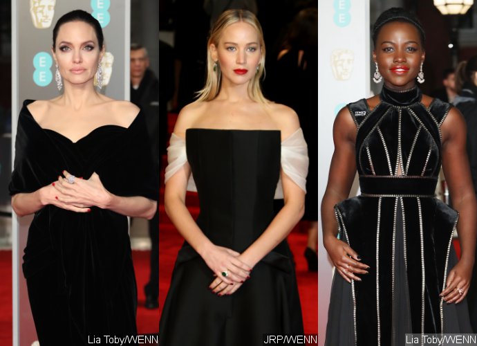 Angelina Jolie, Jennifer Lawrence, Lupita Nyong'o Stun in Black at BAFTAs to Support Time's Up