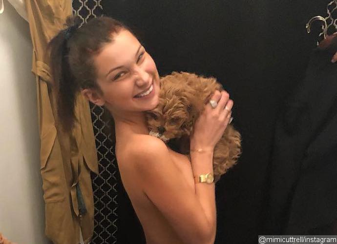 Bella Hadid Poses Nearly Naked While Cuddling Her New Puppy