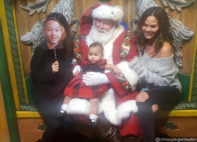 Chrissy Teigen Cutely Fakes Family Photo Taken as Luna Meets Santa Claus for the First Time