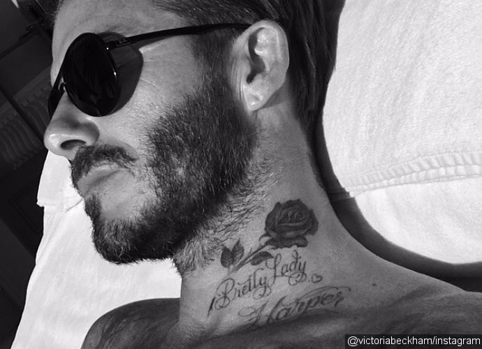 David Beckham Shows Off Giant New Rose Neck Tattoo