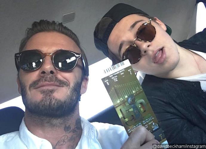 David Beckham Shows Off Strong Father-Son Bond at Super Bowl 50