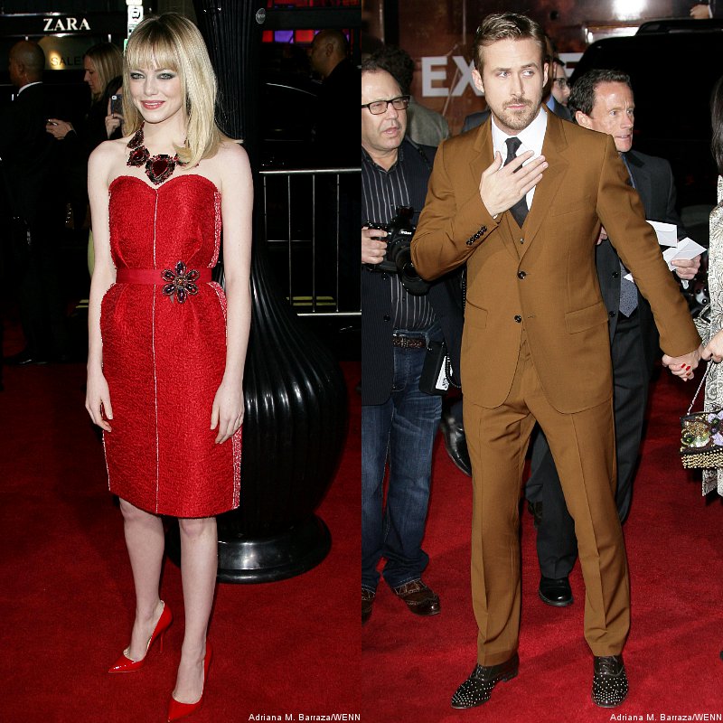 Emma Stone Is Sexy in Red, Ryan Gosling Brings Charm at 'Gangster ... Emma Stone Is Sexy in Red, Ryan Gosling Brings Charm at 'Gangster ...