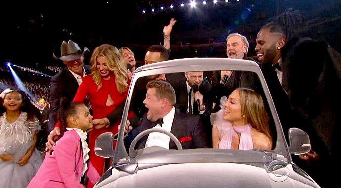 Grammy Awards 2017: Blue Ivy and J.Lo Join James Corden for Cardboard Karaoke