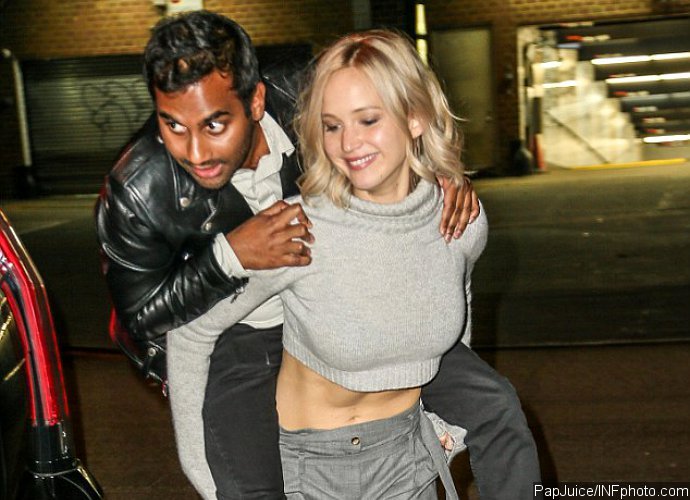 Jennifer Lawrence Is Strong Enough to Give Aziz Ansari Piggyback Ride After 'SNL' Party