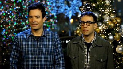 Jimmy Fallon on Jimmy Fallon Forgets  Jingle Bells  Tune On  Snl  Promos