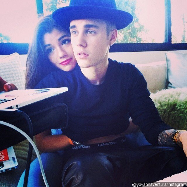 Justin Bieber Receives Back Hug From Yovanna Ventura