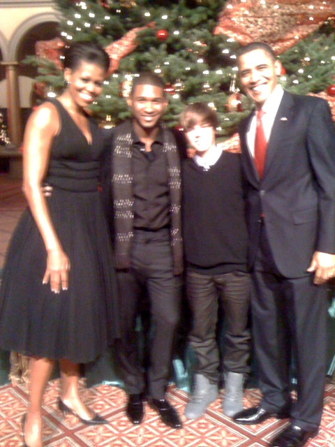 Justin Bieber posing with Justin Bieber posing with