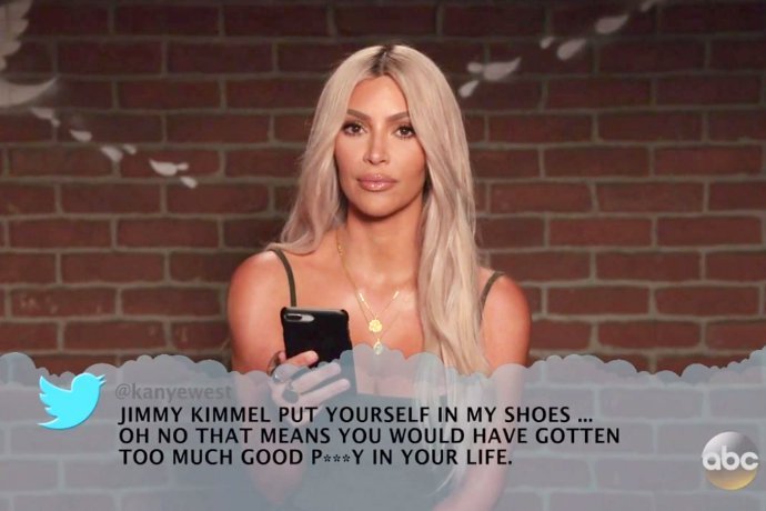 Watch Kim Kardashian Read Kanye West's Mean Tweet for Jimmy Kimmel on 'Live!'