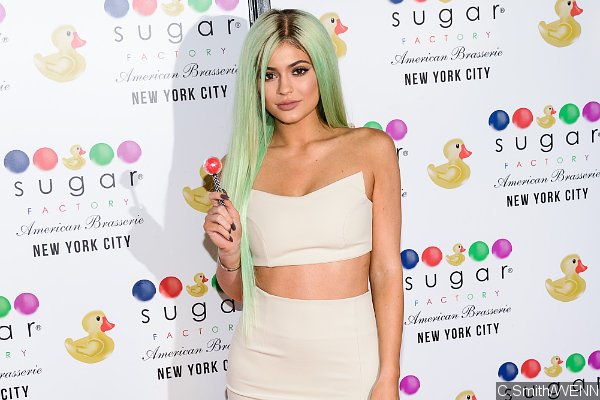 Kylie Jenner Sports New Green Tresses at Sugar Factory American Brasserie Grand Opening