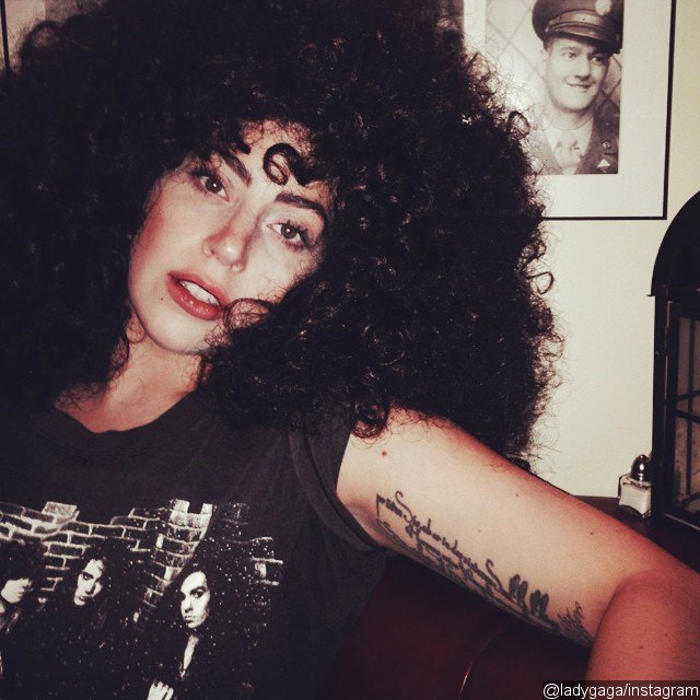 Lady GaGa Sports New Wild Curly Hairdo