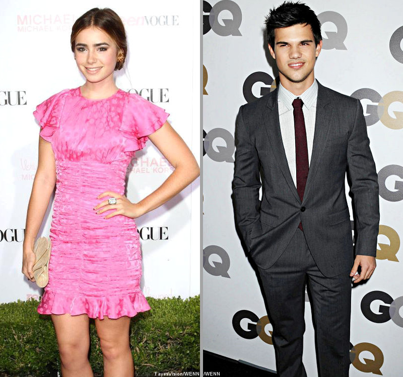 taylor lautner and lily collins. Lily Collins Keeps Mum on
