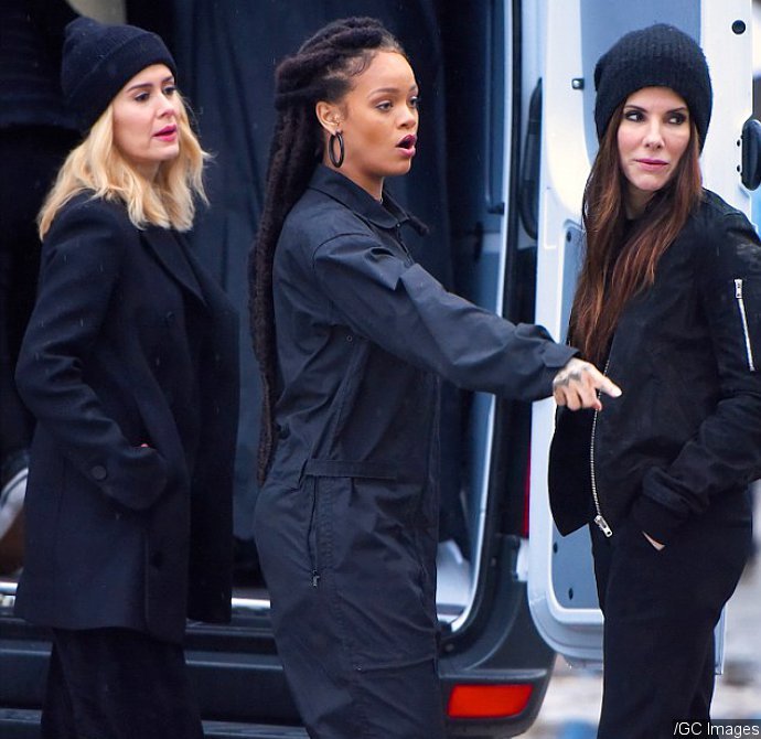 Sandra Bullock, Rihanna and Sarah Paulson Are Seen Filming 'Ocean's Eight'
