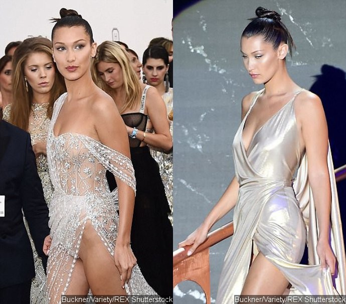Bella Hadid Suffers Another Wardrobe Malfunction In High Slit