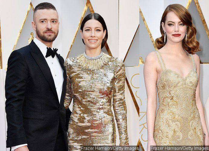 Oscars 2017: Justin Timberlake Photobombs Jessica Biel and Emma Stone