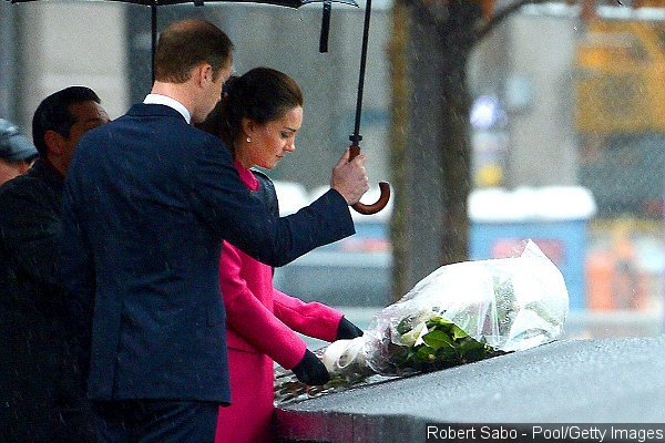 Prince William and Kate Middleton Brave the Rain, Pay Their Respects at September 11 Memorial