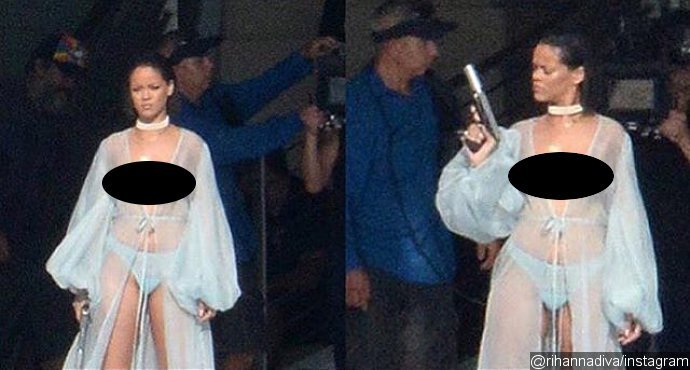 Rihanna Flashes Bare Boobs While Filming 'Needed Me' Music Video