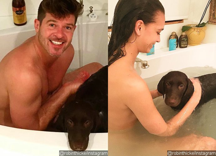 Robin Thicke Shares Nude Pics of Him and GF April Love in Bathtub