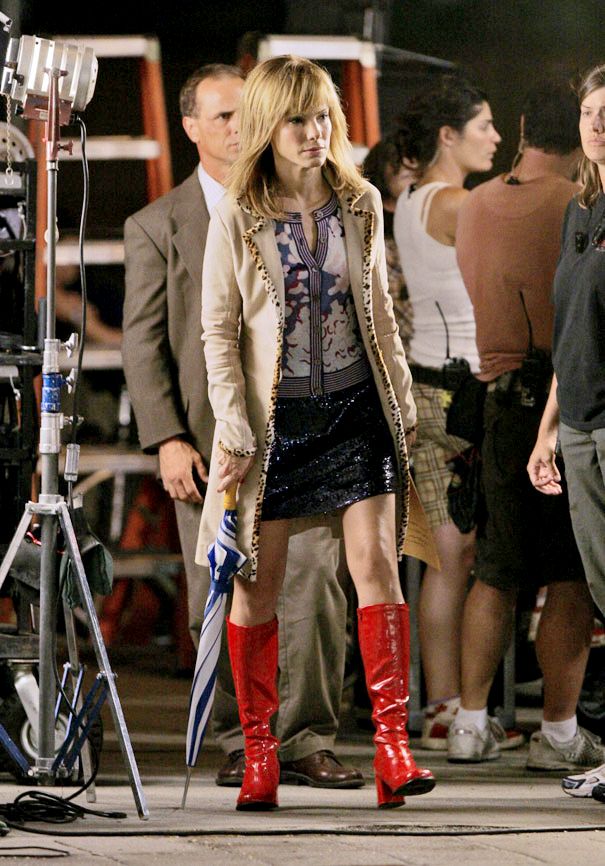 Sandra Bullock Hot In Red Boots On All About Steve Set