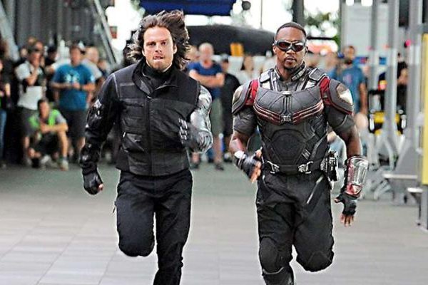 The Winter Soldier Runs Alongside Falcon in 'Captain America: Civil War' New Set Photo