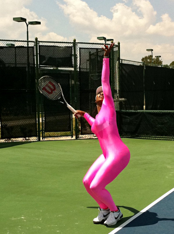 serena williams hot pink bodysuit. Serena Williams Wears Bodysuit
