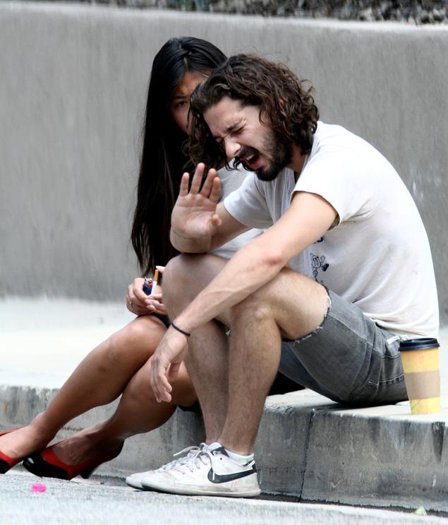 Shia LaBeouf and His Girlfriend Having Tearful Argument on Street