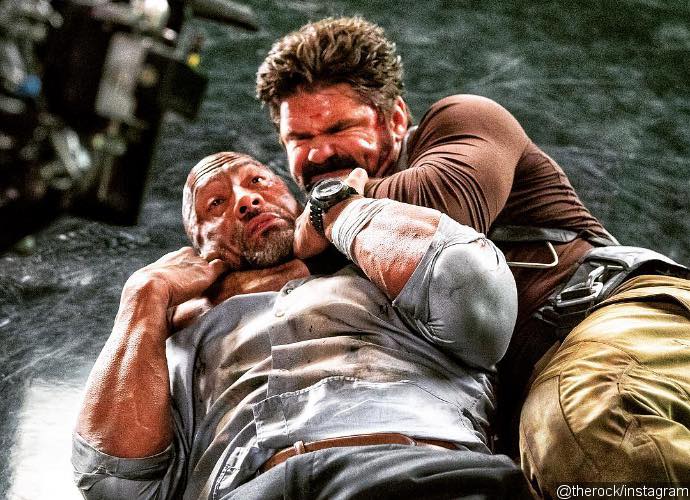 The Rock Gets Choked for Real When Filming 'Skyscraper' - See the On-Set Photo