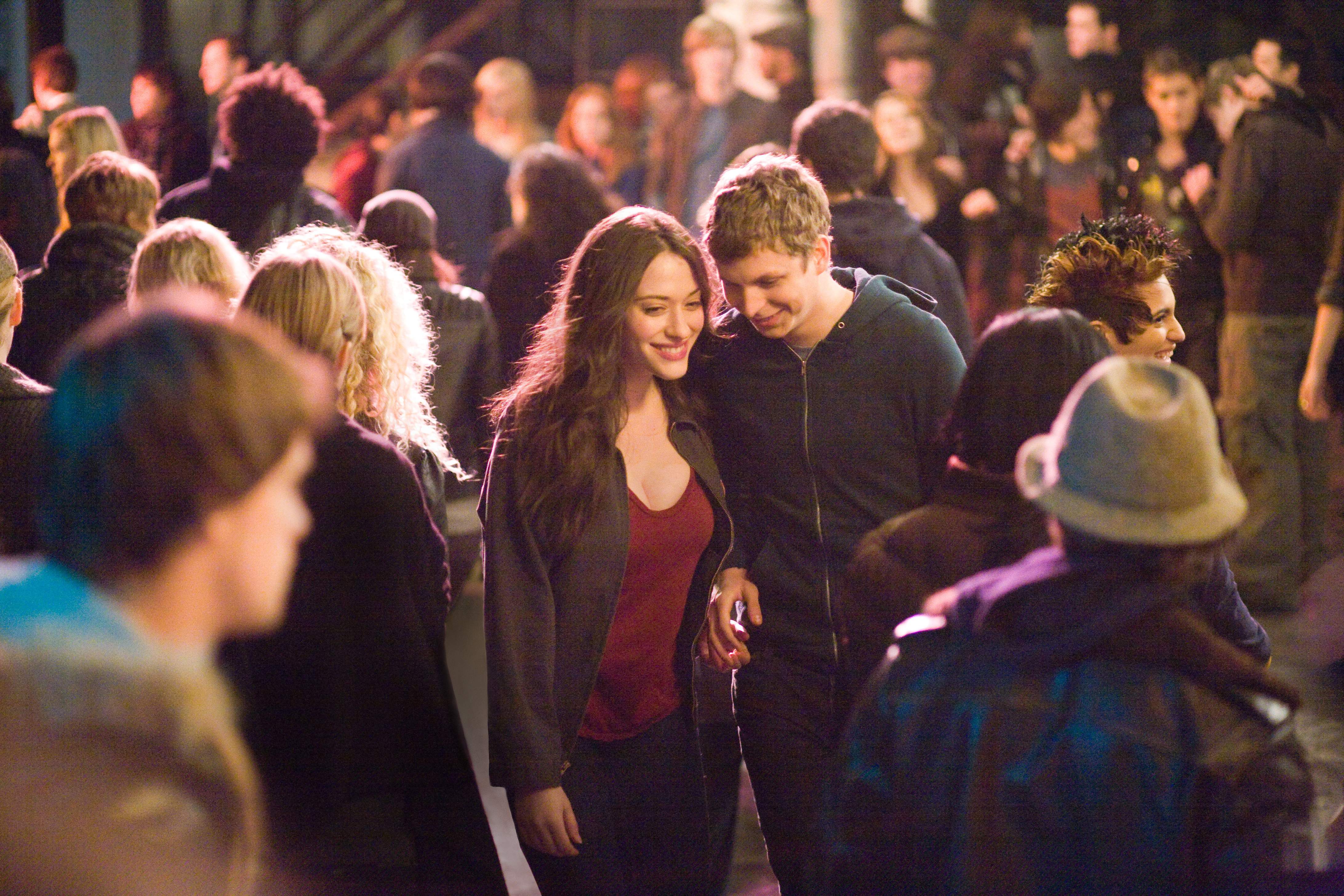 Kat Dennings (center left) and Michael Cera (center right) star in Screen Gems' and Mandate Pictures' comedy NICK AND NORAH'S INFINITE PLAYLIST. Photo By:  K.C. Bailey.