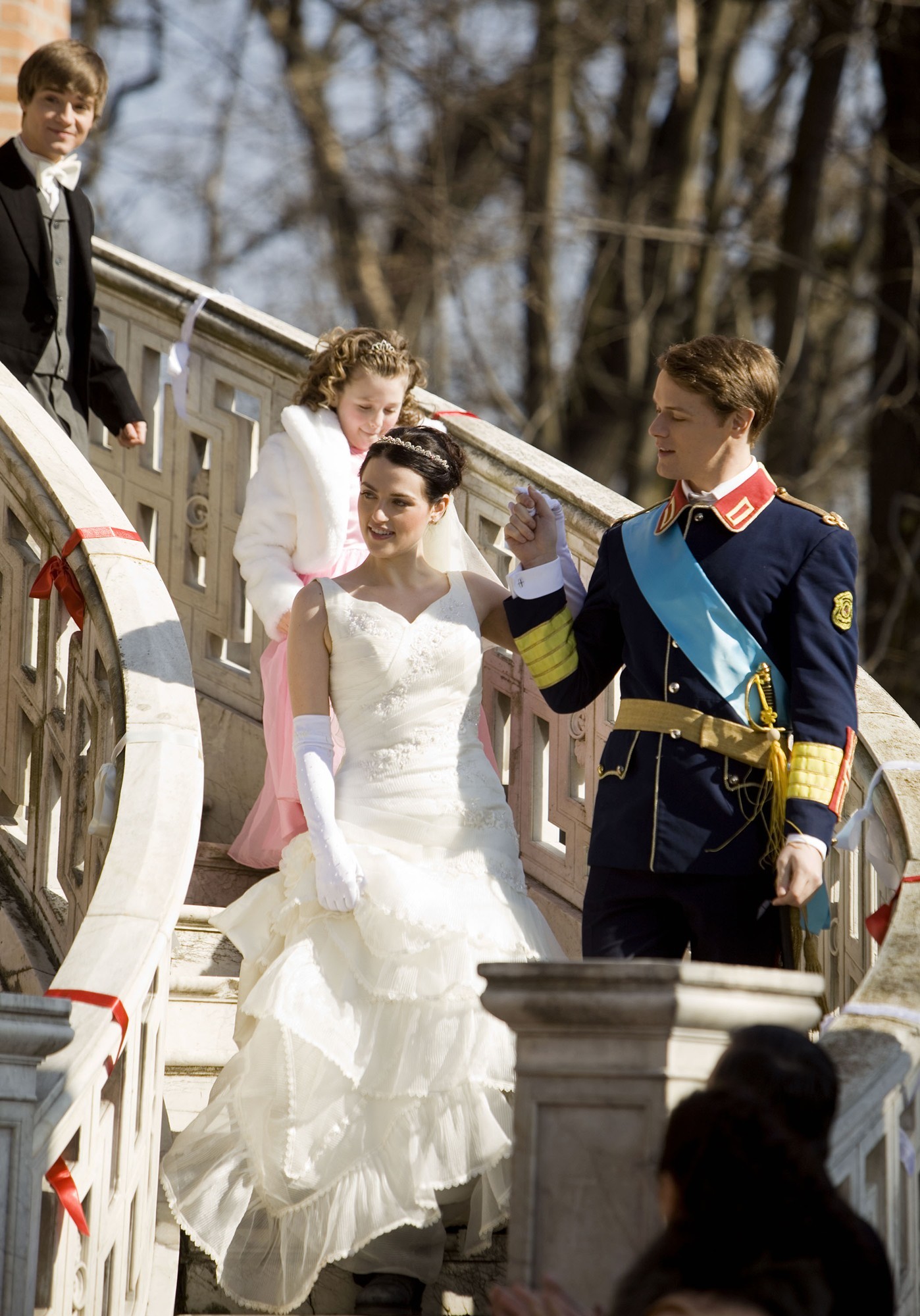 Travis Turner, Leilah de Meza, Katie McGrath and Sam Heughan in Hallmark Channel's A Princess for Christmas (2011)