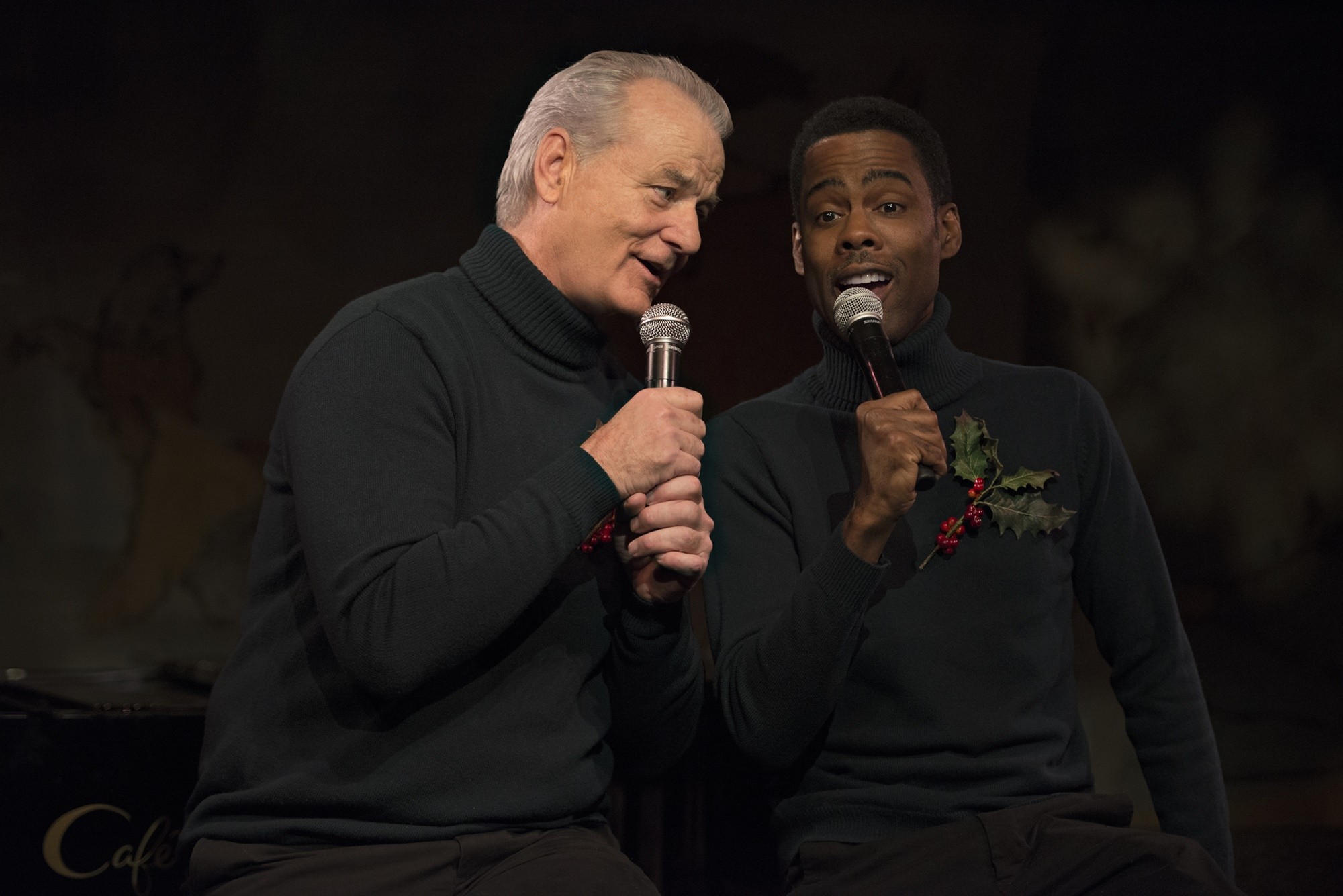 Bill Murray and Chris Rock in Netflix's A Very Murray Christmas (2015)