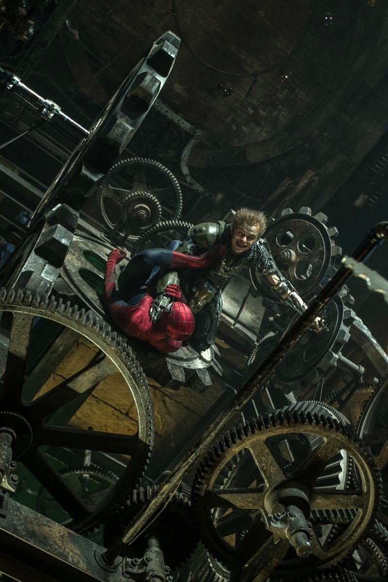 Spider-Man and Dane DeHaan (stars as Harry Osborn/Green Goblin) from Columbia Pictures' The Amazing Spider-Man 2 (2014)