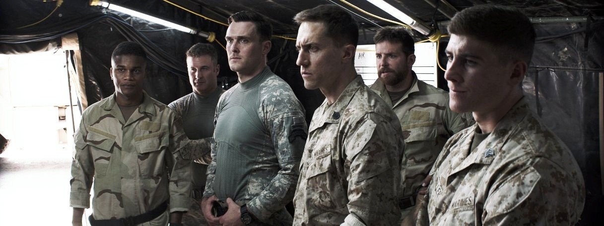 Cory Hardrict, Joel Lambert, Owain Yeoman, Tony Nevada, Bradley Cooper and Brett Edwards in Warner Bros. Pictures' American Sniper (2014)
