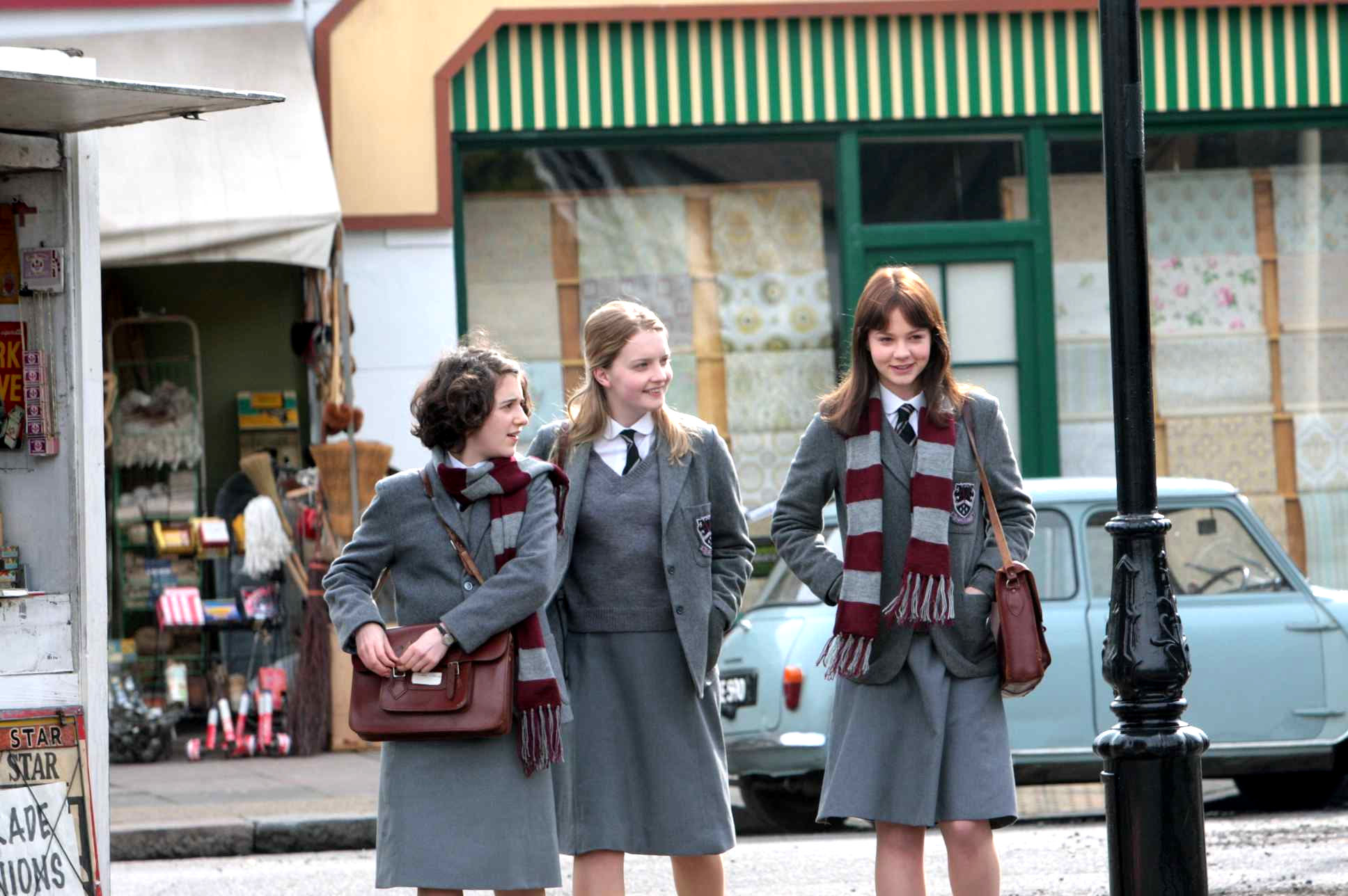 Ellie Kendrick, Amanda Fairbank-Hynes and Carey Mulligan in Sony Pictures Classics' An Education (2009). Photo credit by Kerry Brown.