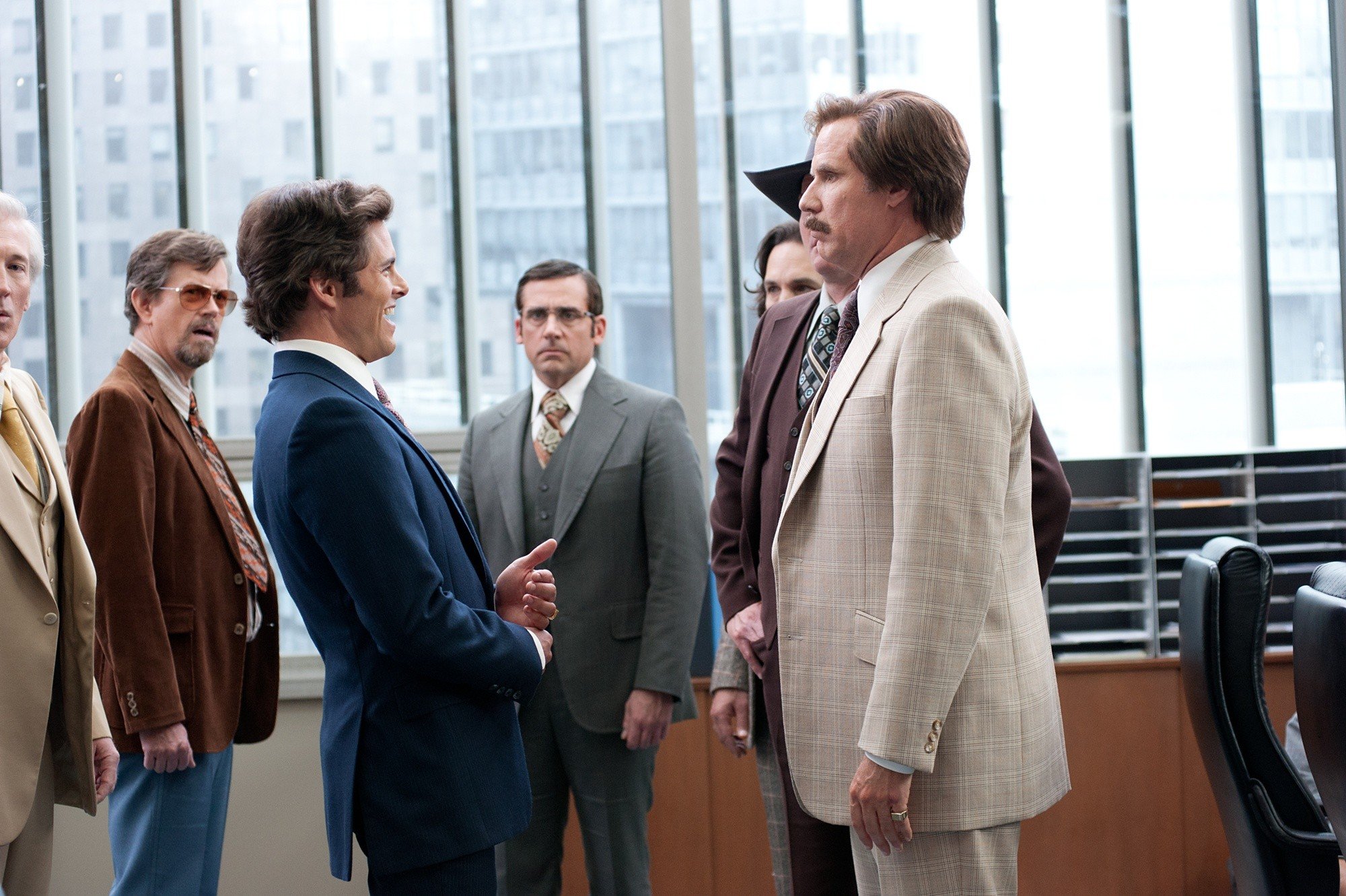 James Marsden, Steve Carell and Will Ferrell in Paramount Pictures' Anchorman: The Legend Continues (2013)