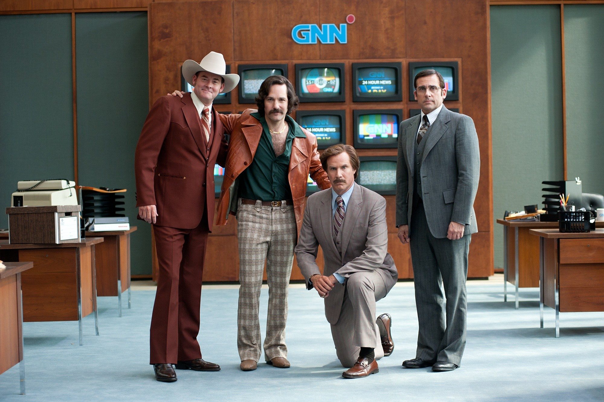 David Koechner, Paul Rudd, Will Ferrell and Steve Carell in Paramount Pictures' Anchorman: The Legend Continues (2013)