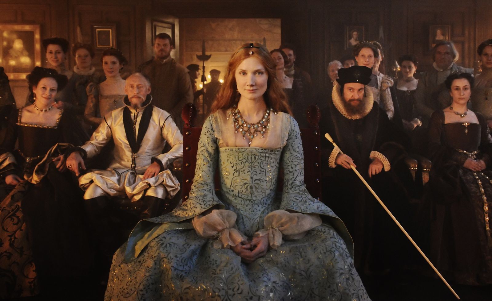 Joely Richardson stars as Young Queen Elizabeth I and David Thewlis stars as William Cecil in Columbia Pictures' Anonymous (2011). Photo credit by Reiner Bajo.