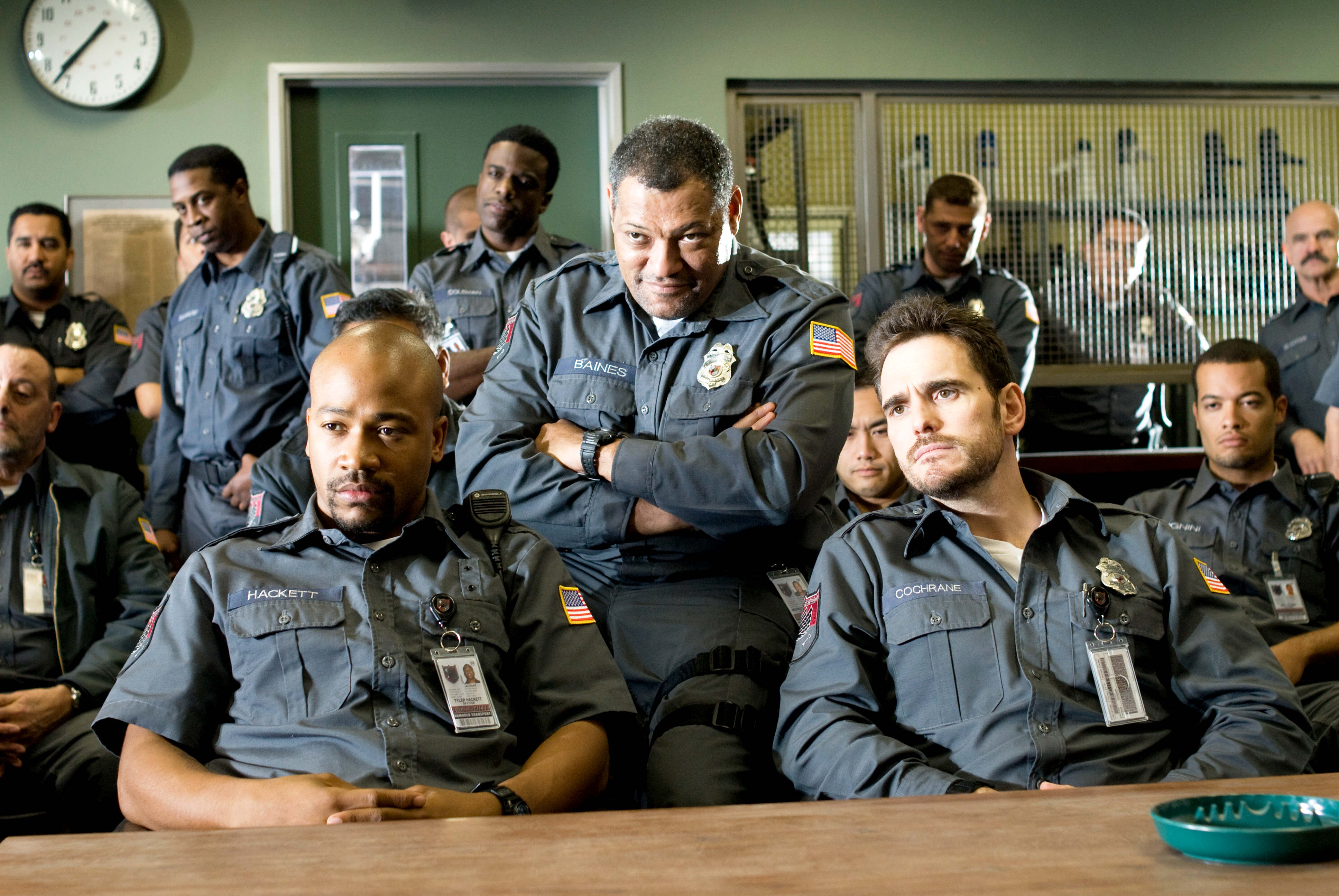 Columbus Short, Laurence Fishburne and Matt Dillon in Screen Gems' Armored (2009). Photo credit by Lacey Terrell.