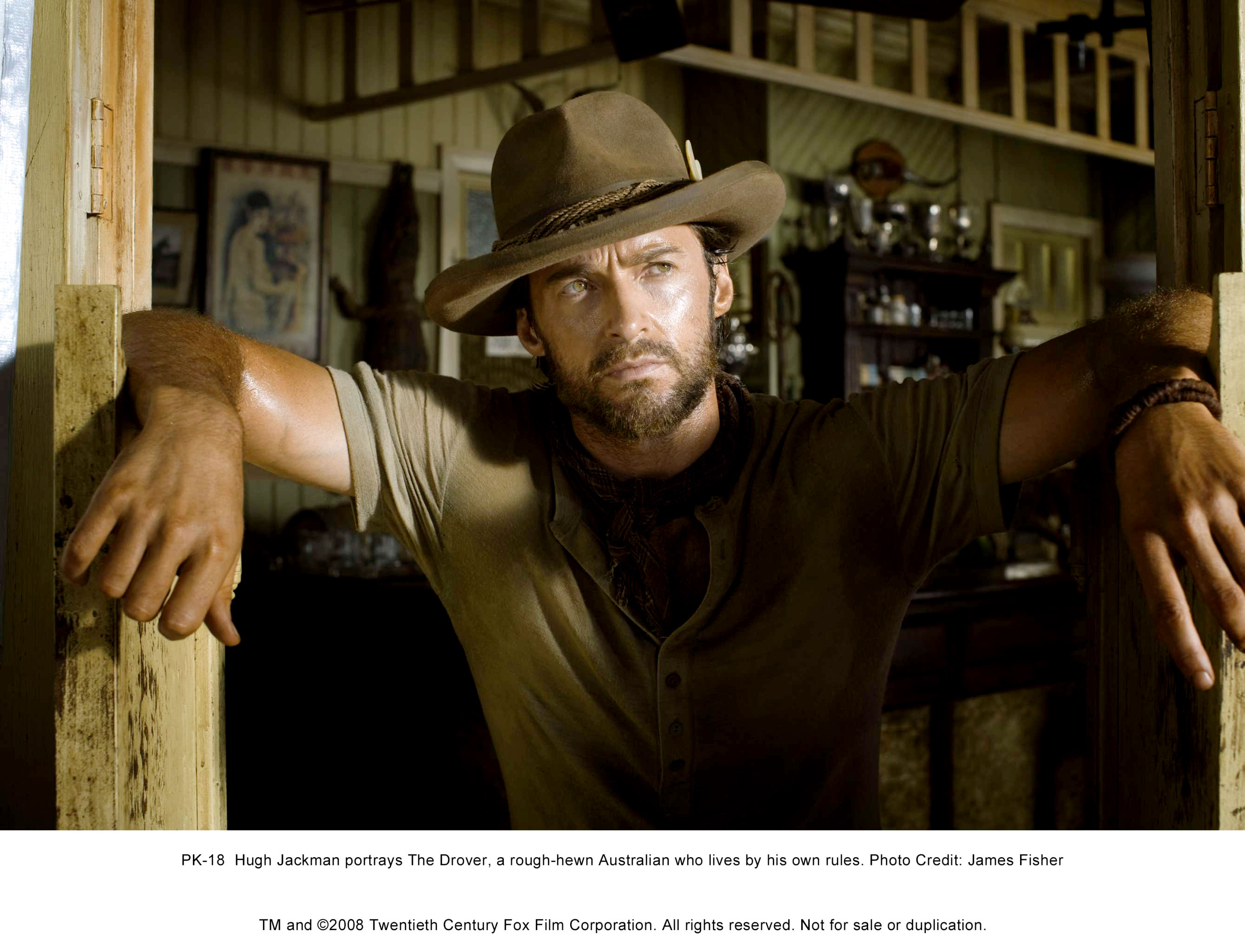 Hugh Jackman stars as The Drover in The 20th Century Fox's Australia (2008). Photo credit by James Fisher.