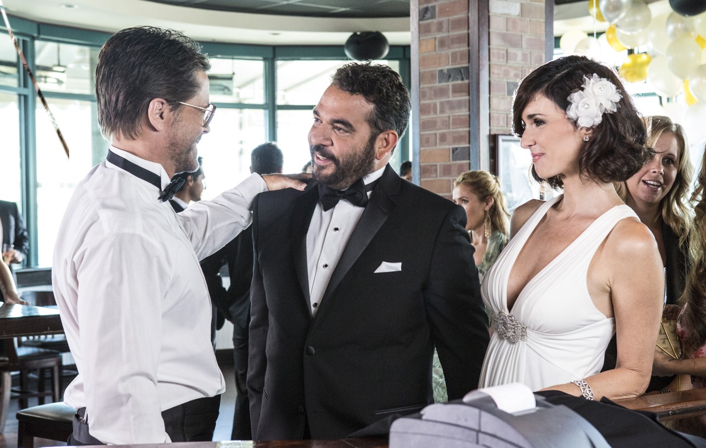 Rob Lowe, Hemky Madera and Paz Vega  in Lifetime's Beautiful & Twisted (2015). Photo credit by Jack Zeman.