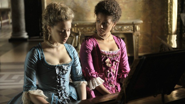 Sarah Gadon stars as Elizabeth and Gugu Mbatha-Raw stars as Dido Elizabeth Belle in Fox Searchlight Pictures' Belle (2014)