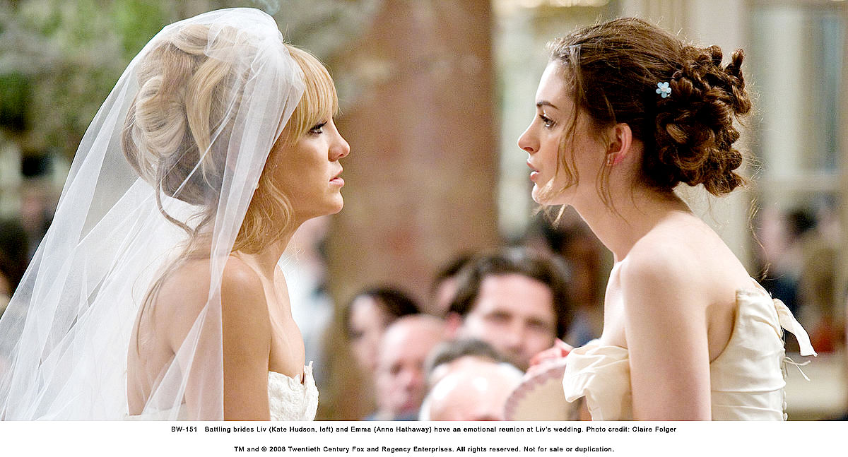 Kate Hudson stars as Liv and Anne Hathaway stars as Emma in Fox 2000 Pictures' Bride Wars (2009). Photo credit by Claire Folger.