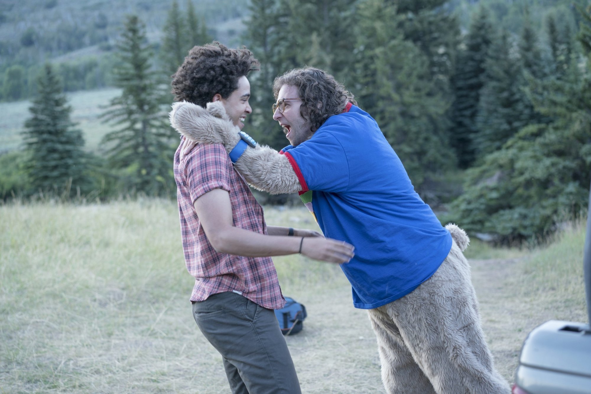 Jorge Lendeborg Jr. stars as Spencer and Kyle Mooney stars as James Pope in Sony Pictures Classics' Brigsby Bear (2017)