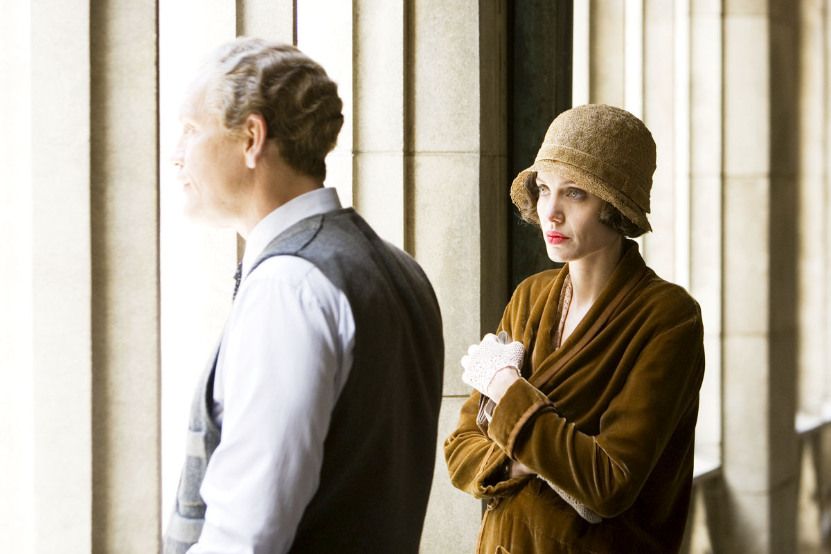 Geoffrey Pierson stars as S.S. Hahn and Angelina Jolie stars as Christine Collins in Universal Pictures' Changeling (2008)