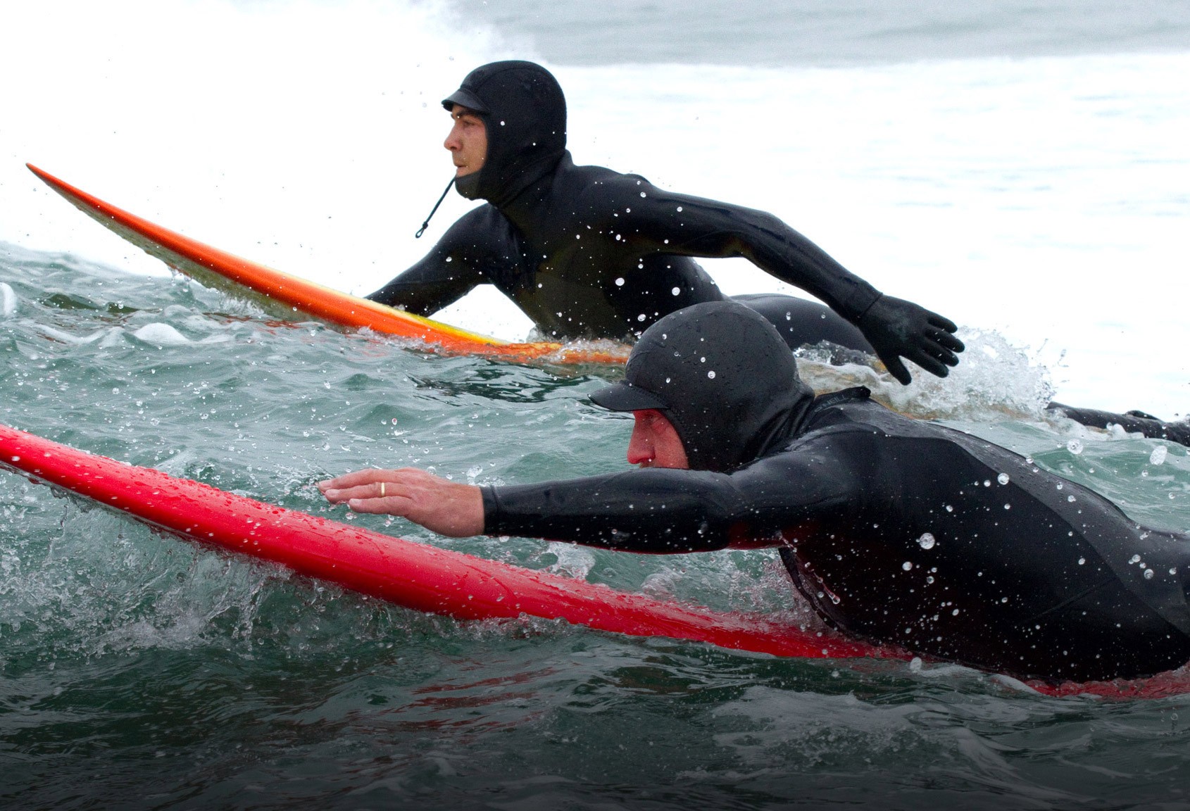 Jonny Weston stars as Jay Moriarity and Gerard Butler stars as Frosty Hesson in 20th Century Fox's Chasing Mavericks (2012)