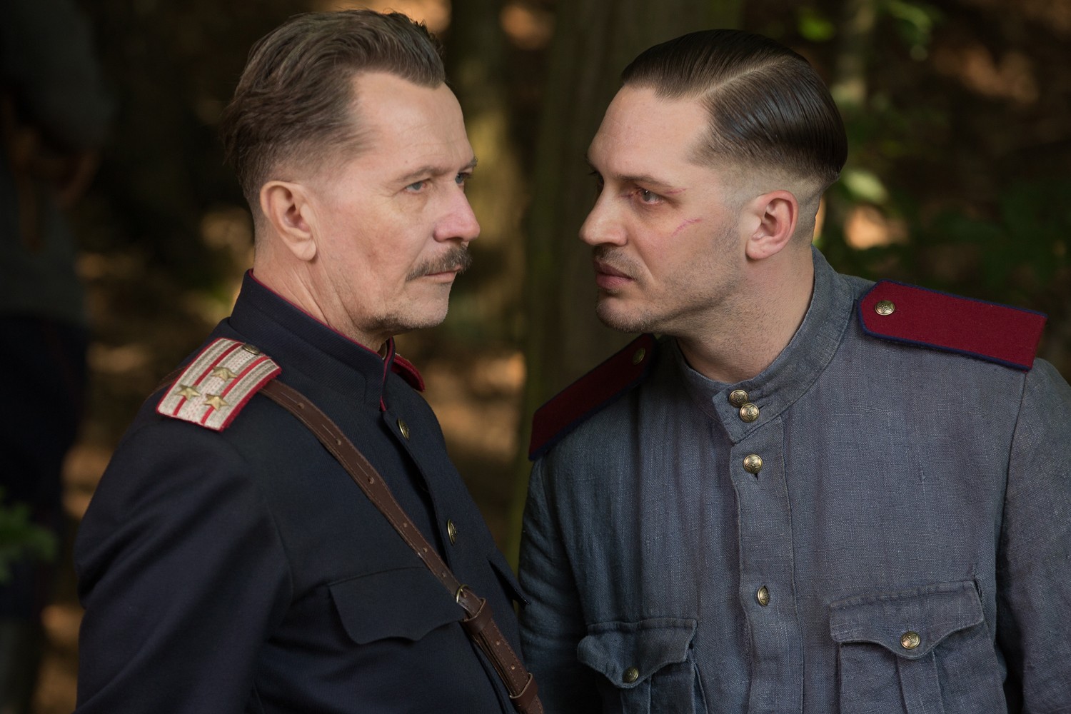Gary Oldman stars as Timur Nesterov and Tom Hardy stars as Leo Demidov in Summit Entertainment's Child 44 (2015). Photo credit by Larry Horricks.