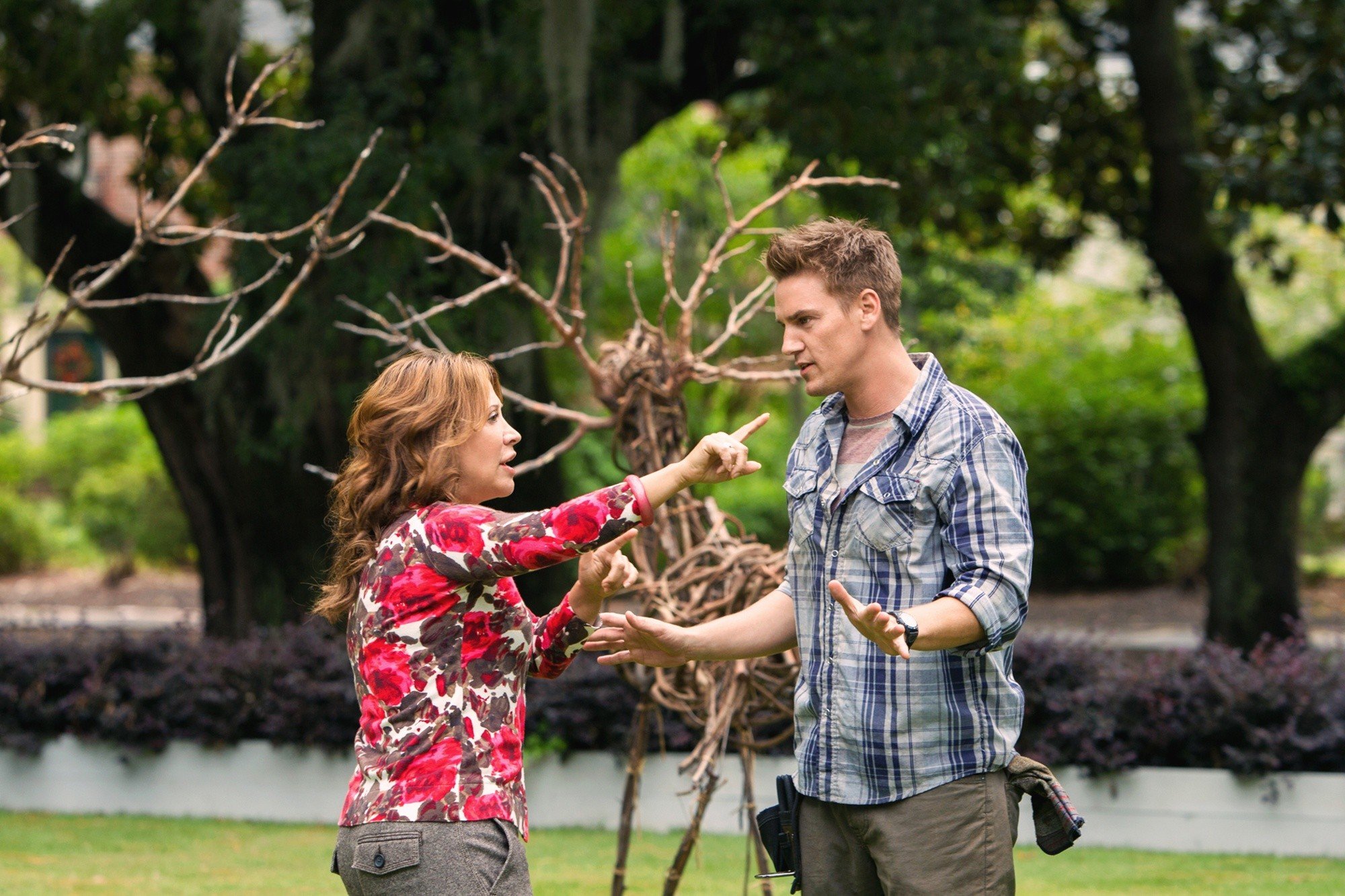 Mary-Louise Parker stars as Suzy Mayor and Riley Smith stars as Tommy in ABC's Christmas in Conway (2013)