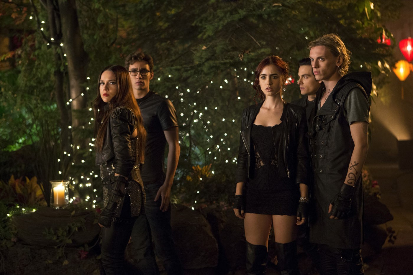 Jemima West, Robert Sheehan, Lily Collins and Jamie Campbell Bower in Screen Gems' The Mortal Instruments: City of Bones (2013)