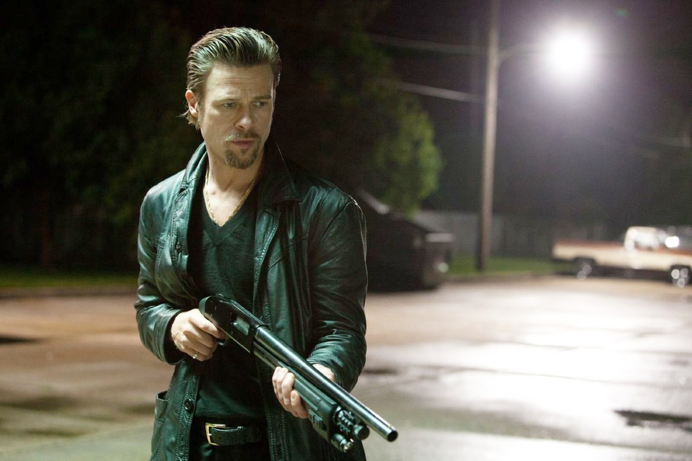 Brad Pitt stars as Jackie Cogan in The Weinstein Company's Killing Them Softly (2012). Photo credit by Melinda Sue Gordon.