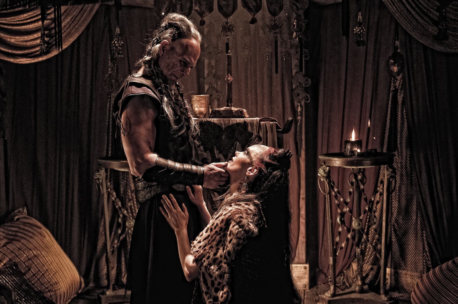 Stephen Lang stars as Khalar Zym and Rose McGowan stars as Marique in Lionsgate Films' Conan the Barbarian (2011)