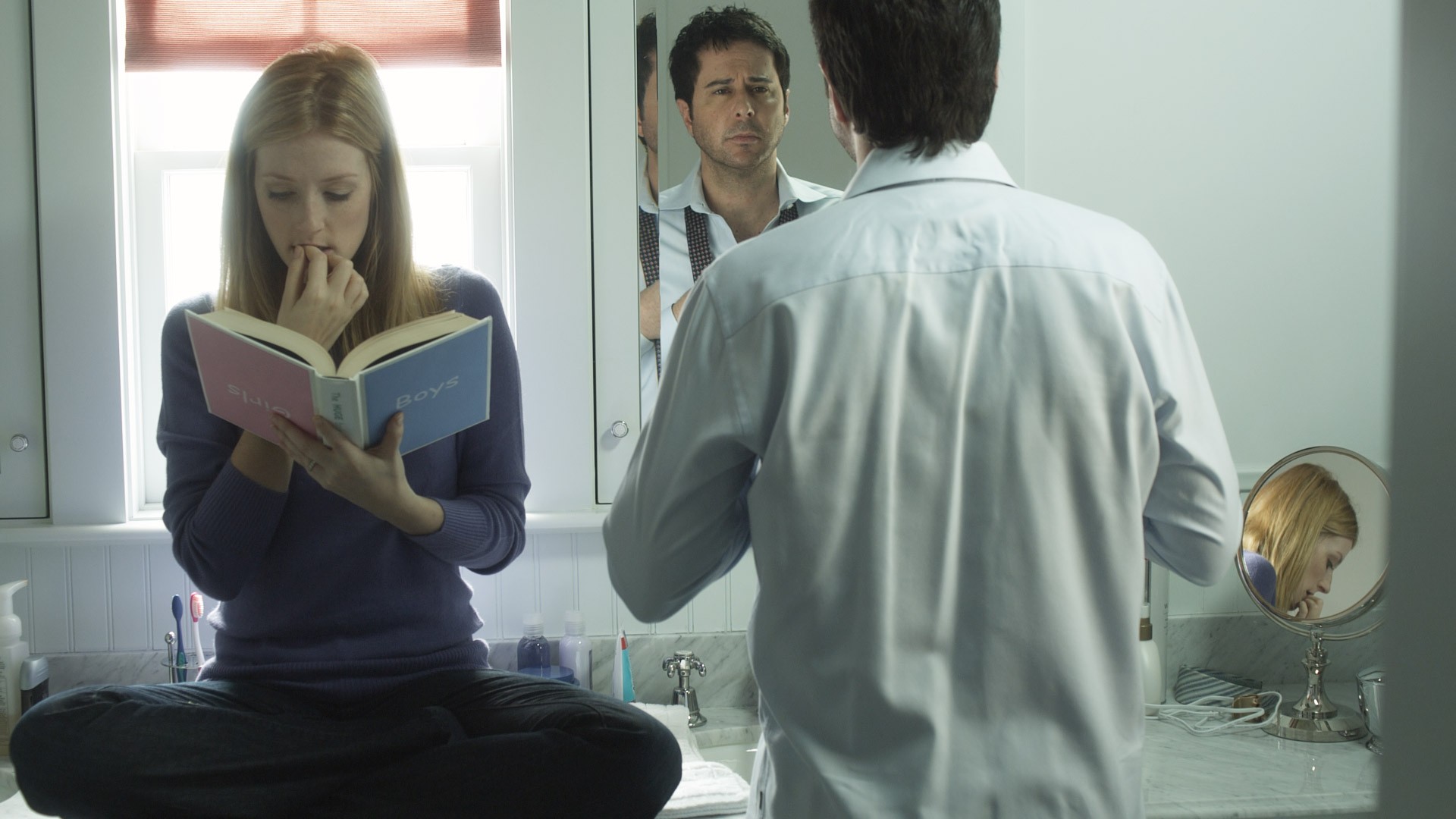 Jennifer Finnigan stars as Laurie and Jonathan Silverman stars as Brad in Tribeca Film's Conception (2012). Photo credit by Noah Rosenthal.